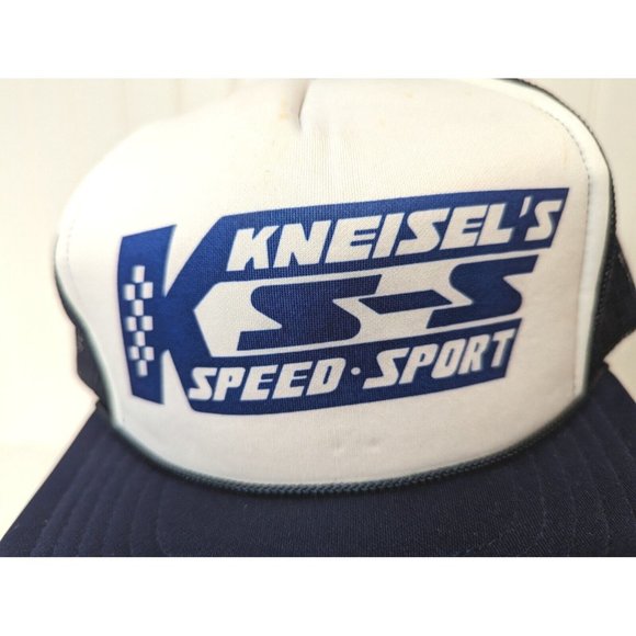 Kneisel's Speed Sport Race Track  Trucker 1980's Collector Snap Mesh Hat Blue - Picture 3 of 7